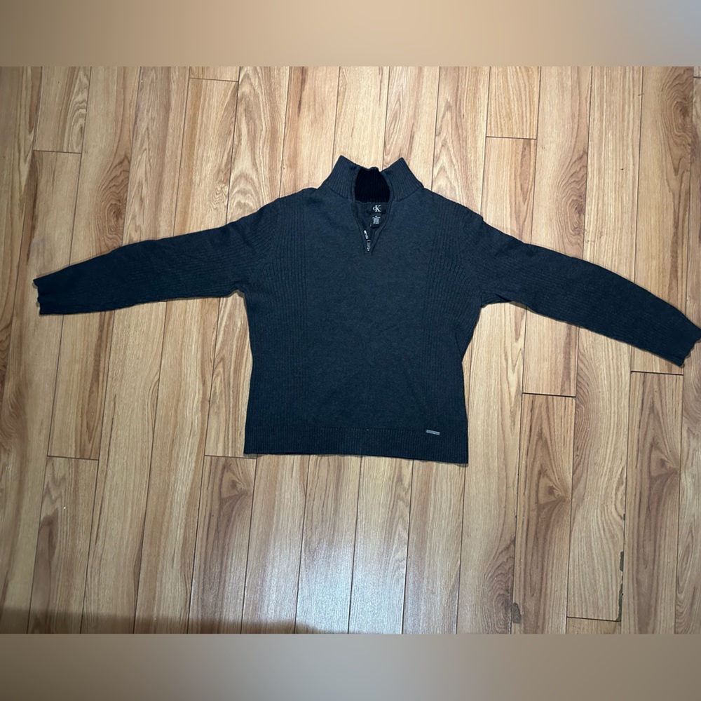 CALVIN KLEIN - HALF-ZIP - CREWNECK SWEATER - SIZE M - GREY